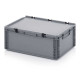 Solid bin AED64.22HG with lid and closed handles - 600x400x235 mm